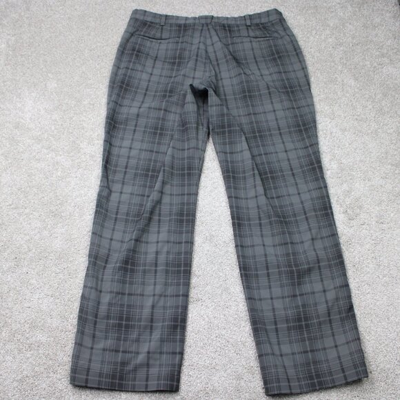 Nike Golf Pants Mens 38x32 Gray Tartan Plaid Tour Performance Dri-Fit Flat Front - Picture 6 of 13